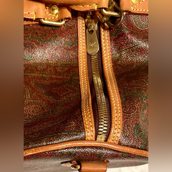 Etro Brown Paisley Arnica Duffel with Tan Leather Trim - Gorgeous! - Picture 8 of 15